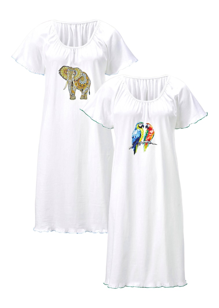 Nachthemden im Doppelpack mit fantasievollem Druck