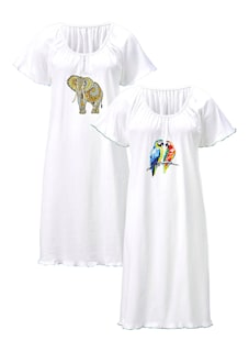 Lot de 2 chemises de nuit avec imprimé exotique devant thumbnail 6