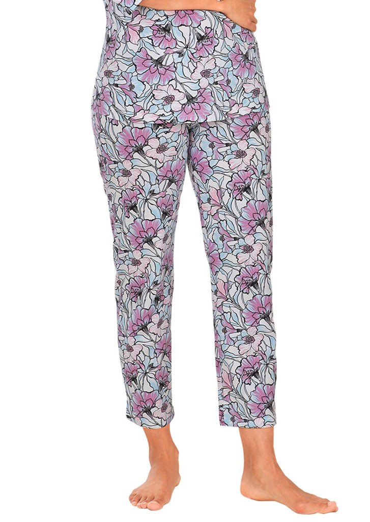 Pantalon de pyjama fleuri en mix matière