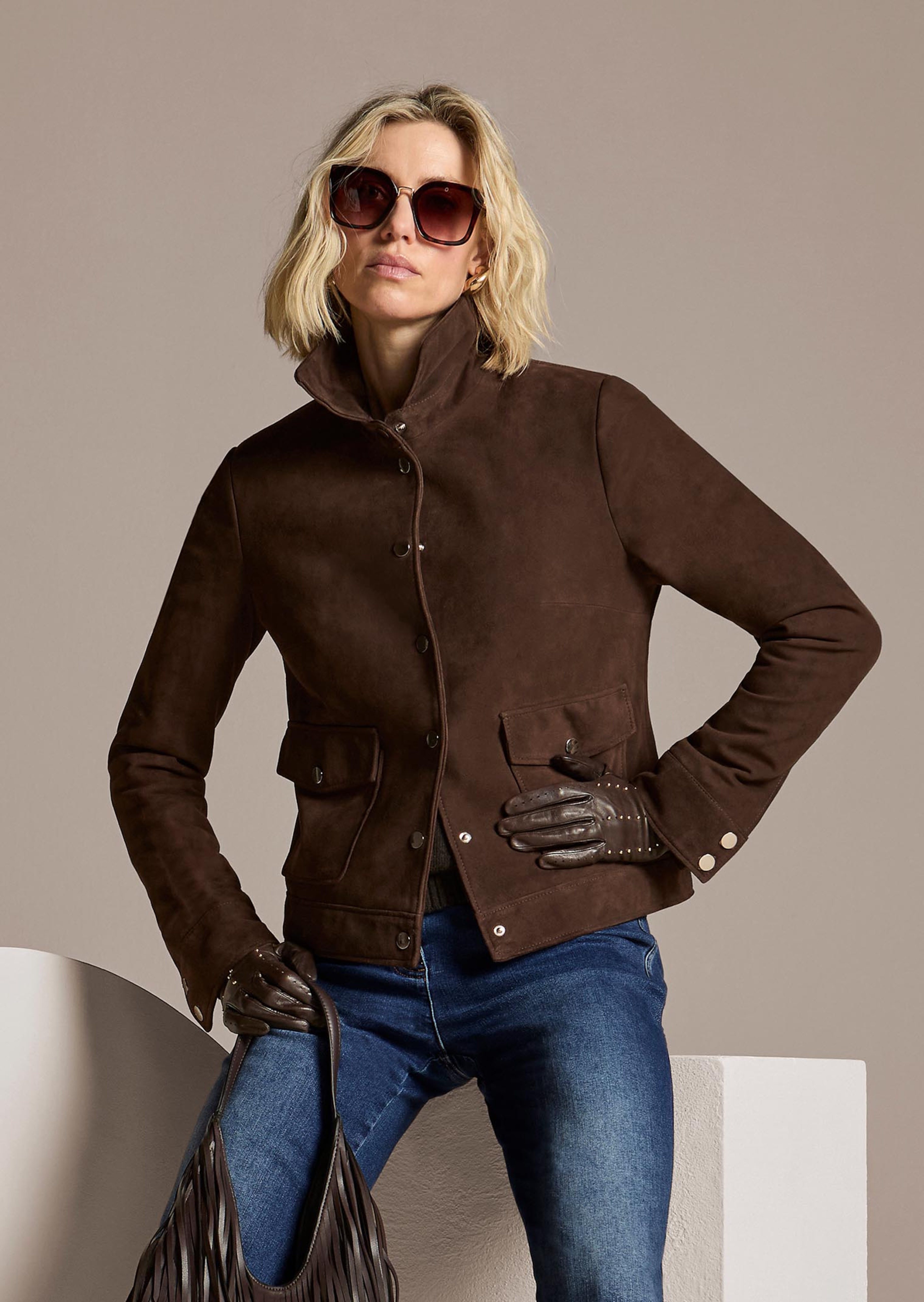 Leather jacket made from goat suede