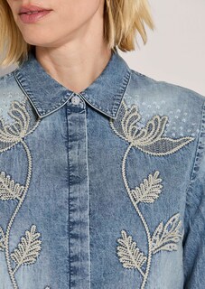 Jeansbluse mit floraler Stickerei thumbnail 5