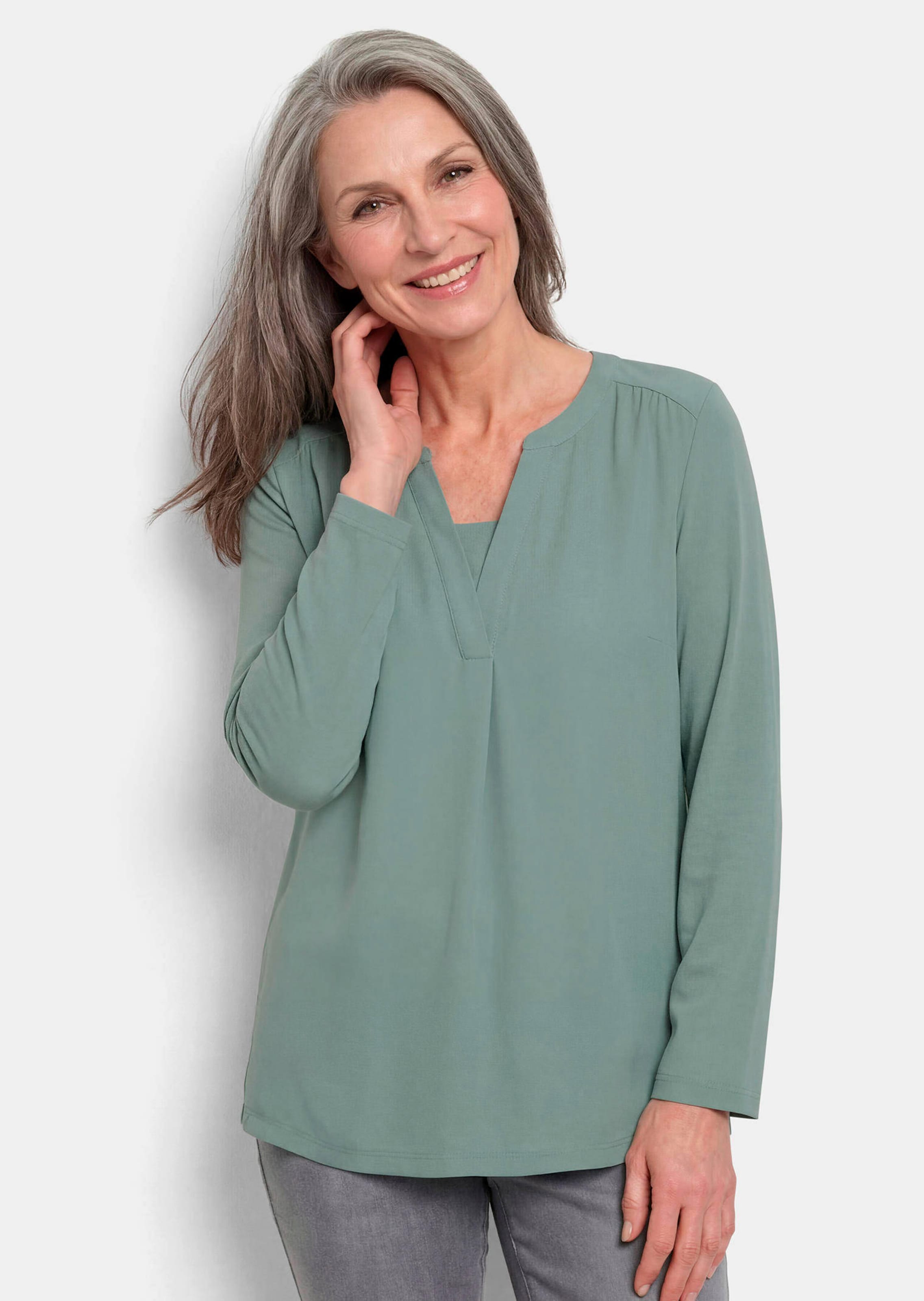 Blusenshirt mit Chiffon-Einsatz