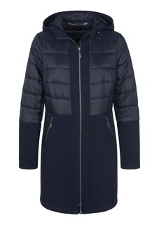 Lange Jacke im Materialmix mit Kapuze thumbnail 6