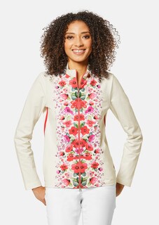 Lounge jacket with floral print and rhinestones thumbnail 1