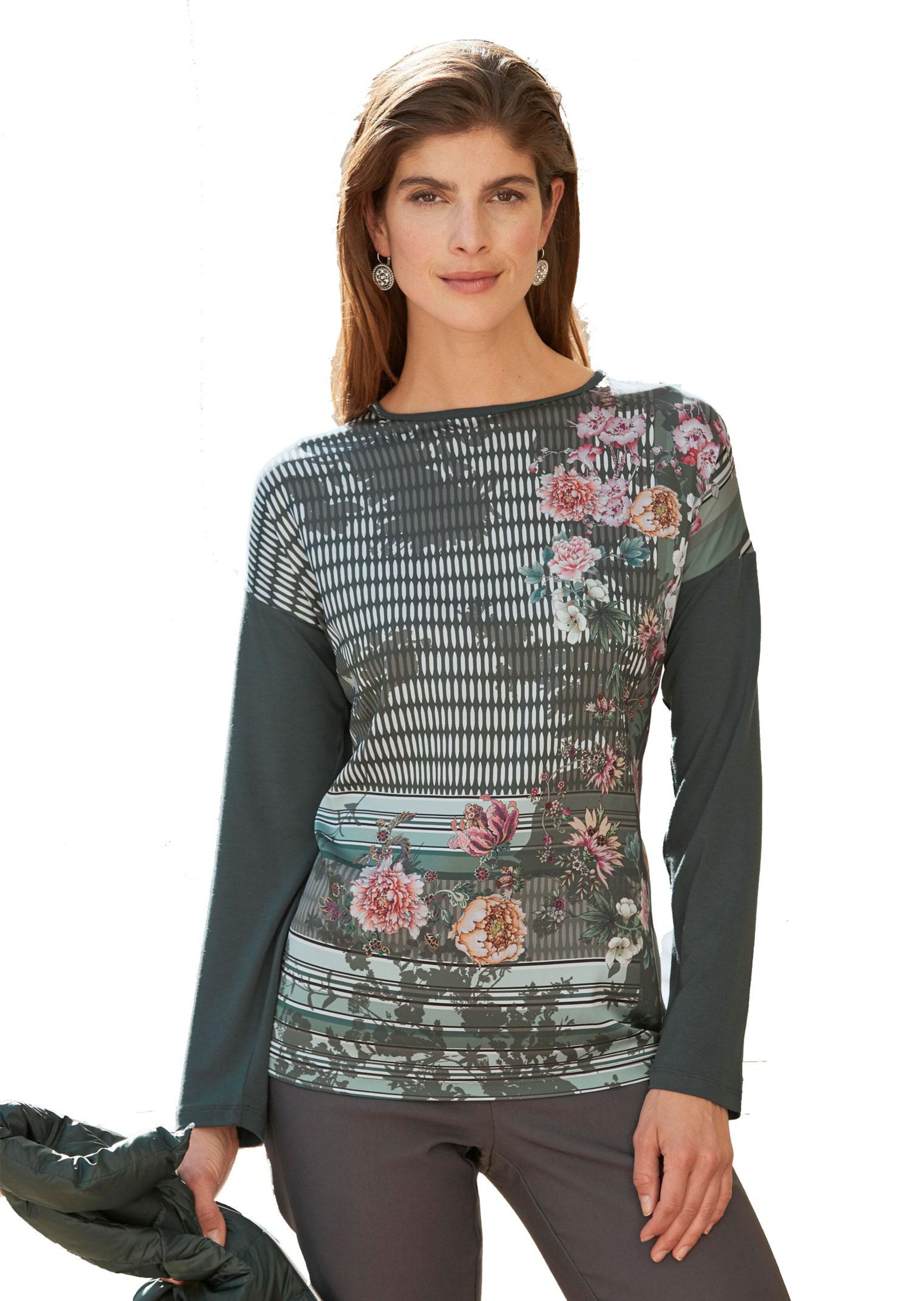 Elégante blouse imprimée en confortable mélange de matières