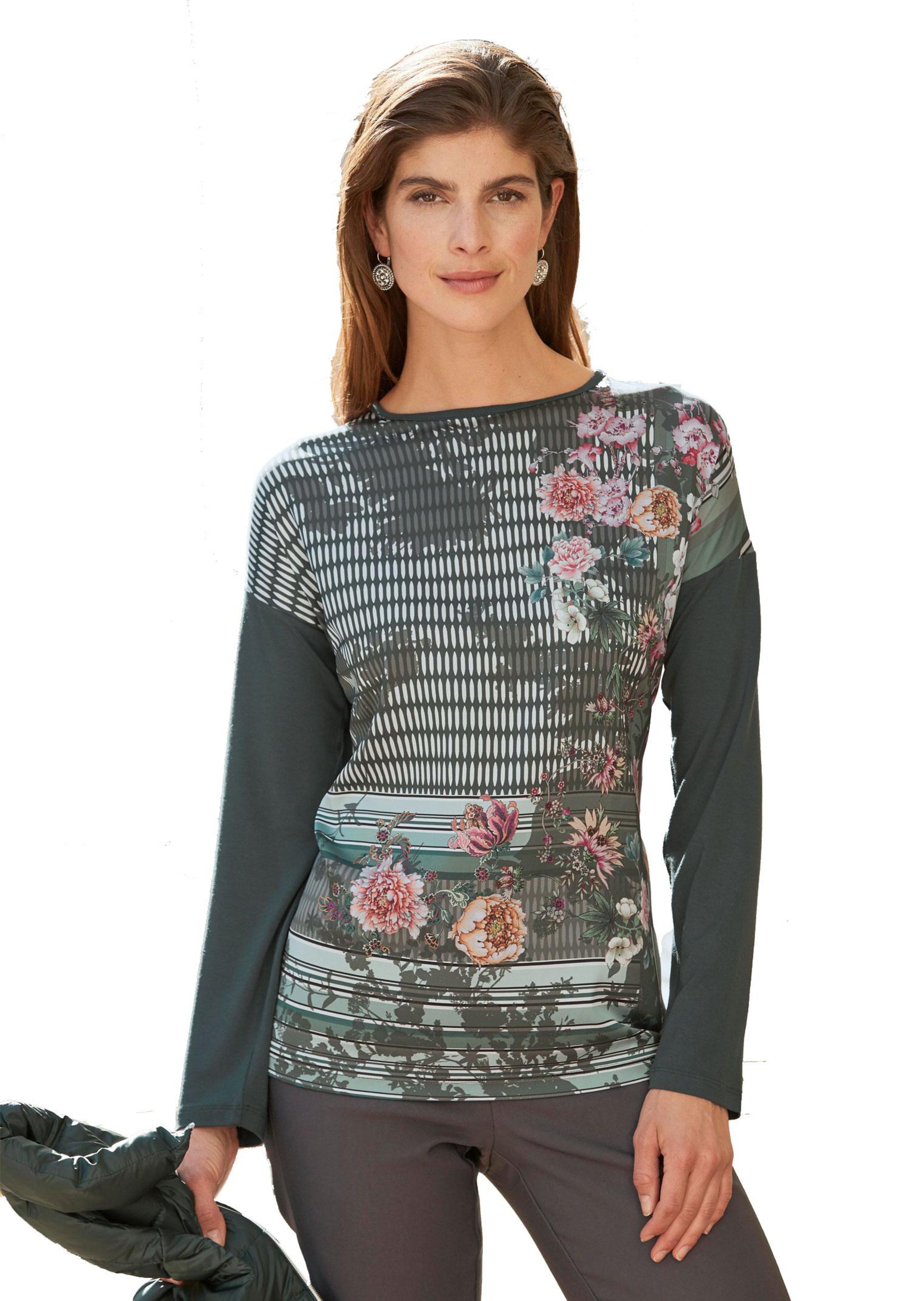 Elégante blouse imprimée en confortable mélange de matières