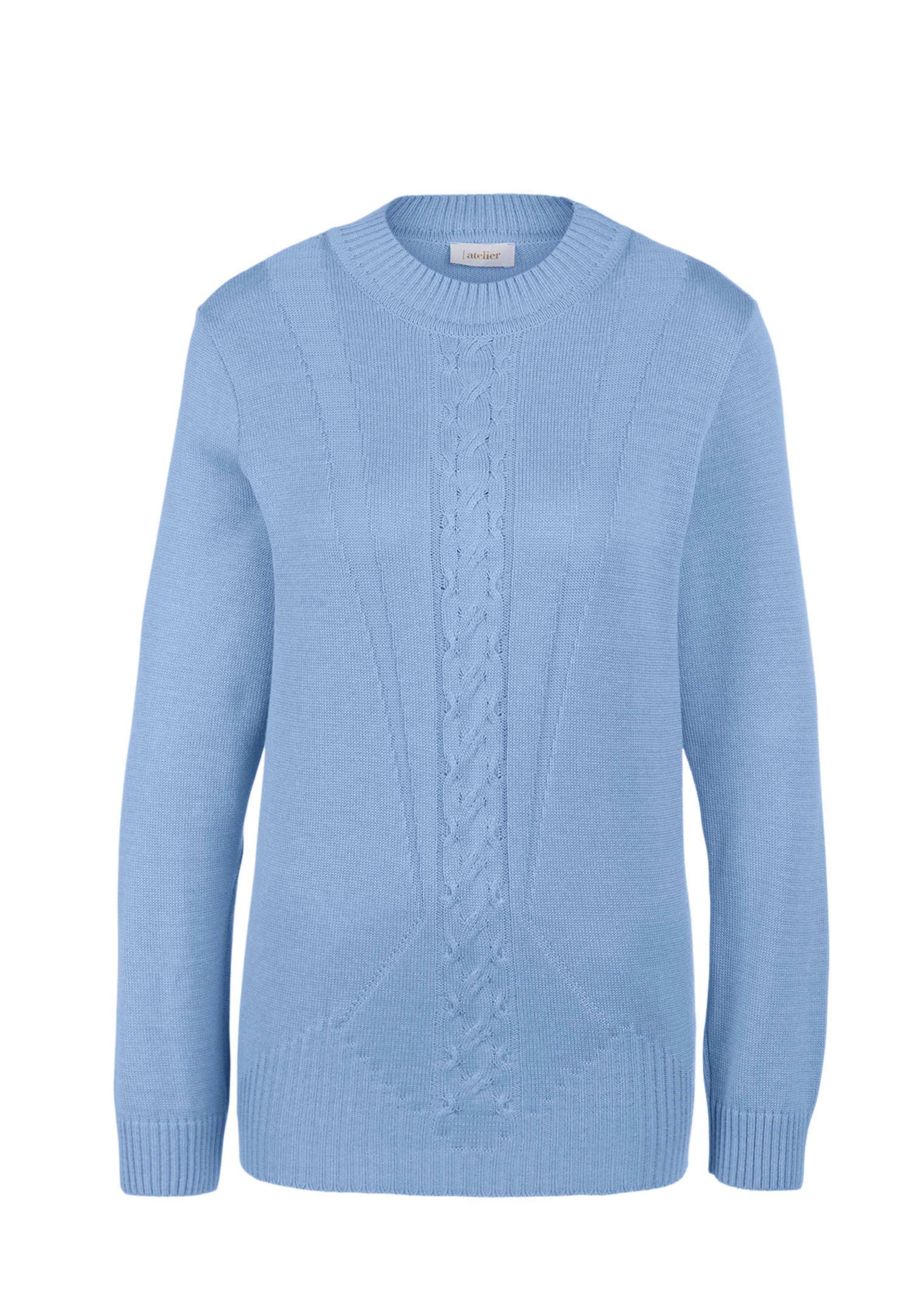 Pullover mit streckendem Zopfmuster