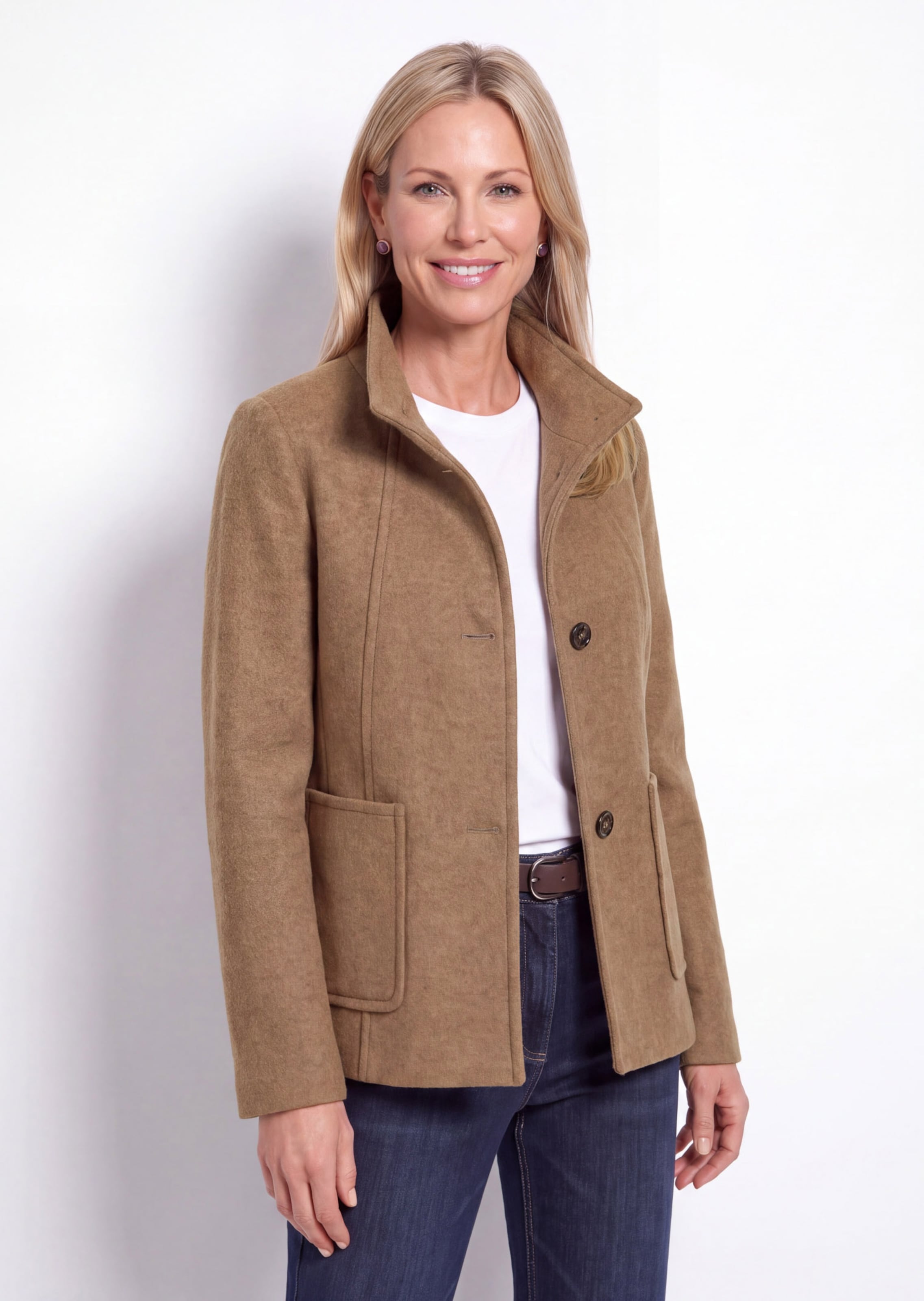 Veste en laine mélangée à col droit