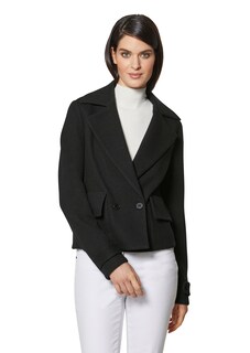 Double-breasted short blazer in boiled wool thumbnail 1
