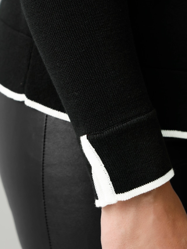 Strickjacke mit Details in Kontrastfarbe 4