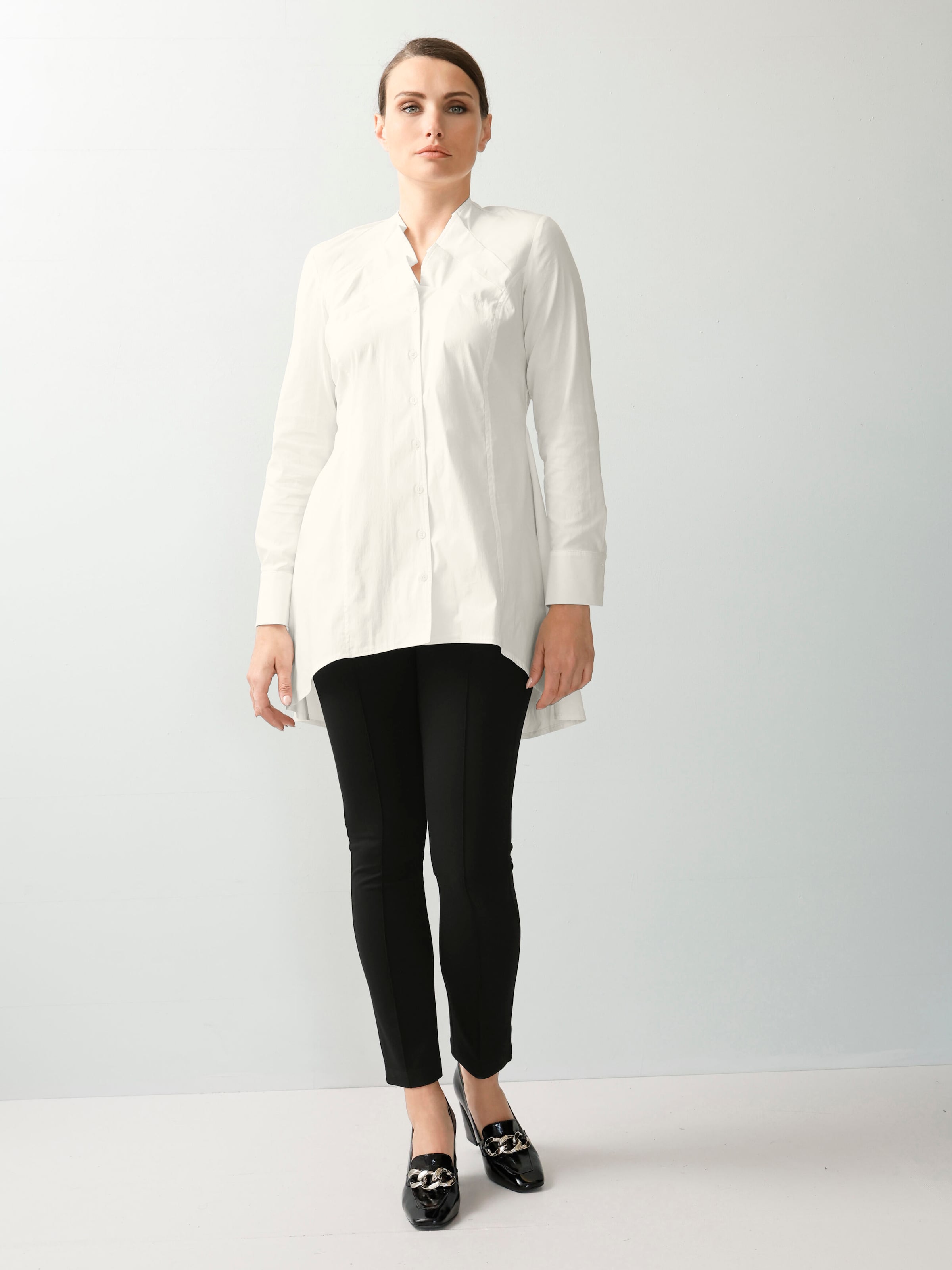 Longbluse mit Zierfalten