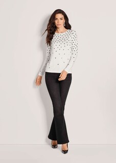 Langarmshirt mit Strass und Hahnentrittmuster thumbnail 2