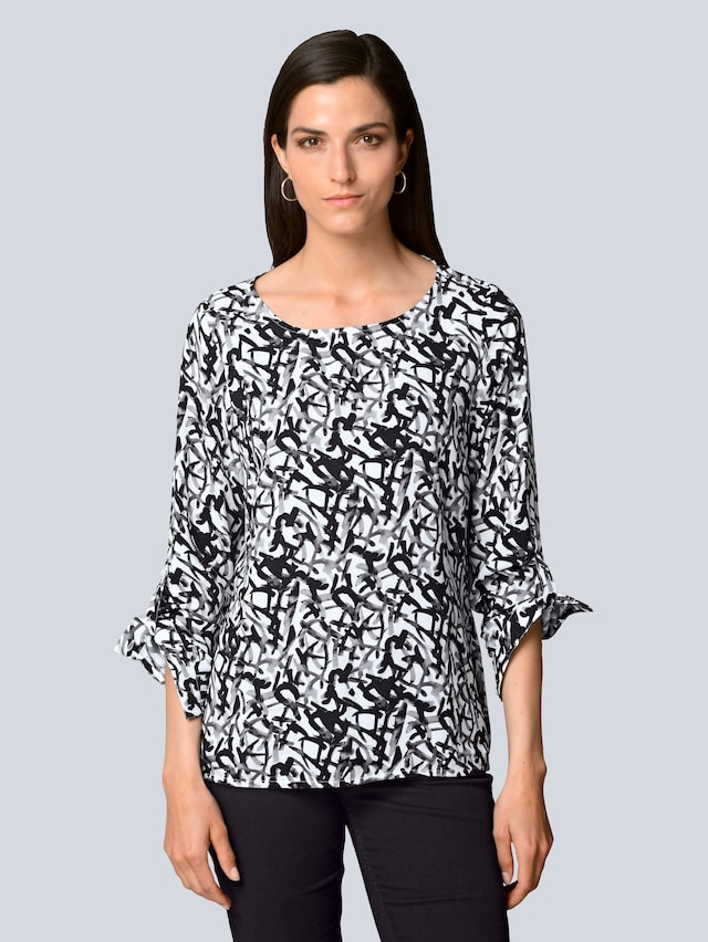Druckbluse mit grafischem Dessin 1