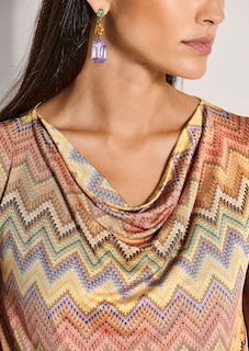 T-shirt avec col bénitier et imprimé zigzag thumbnail 5