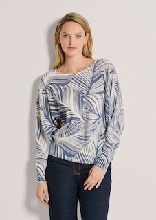 Kaschmirpullover mit Blätterprint thumbnail 1
