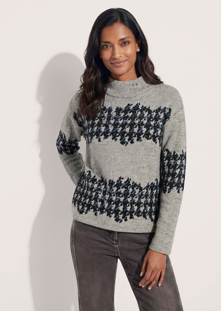 Jacquard sweatshirt met pied-de-poule