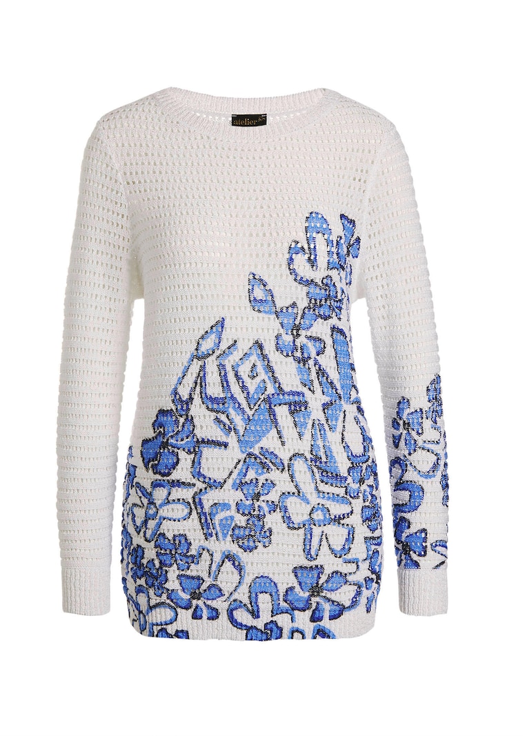 Pull imprimé avec motif ajouré