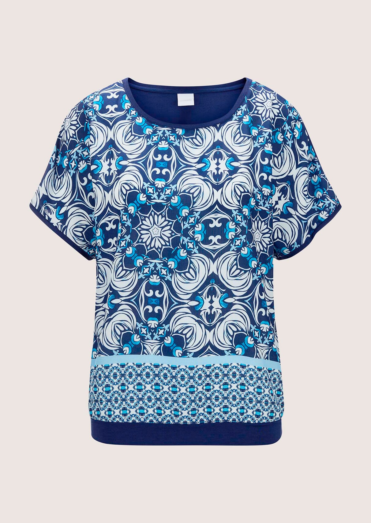 Rundhals-Shirt im Material-Mix