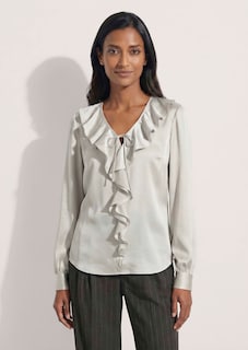 Blouse en satin avec volants thumbnail 1