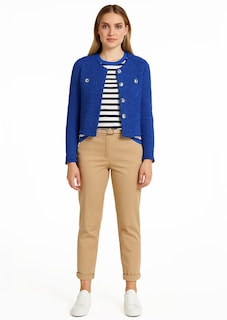 Bouclé-Jacke mit Glanzgarn und Fransensaum thumbnail 2