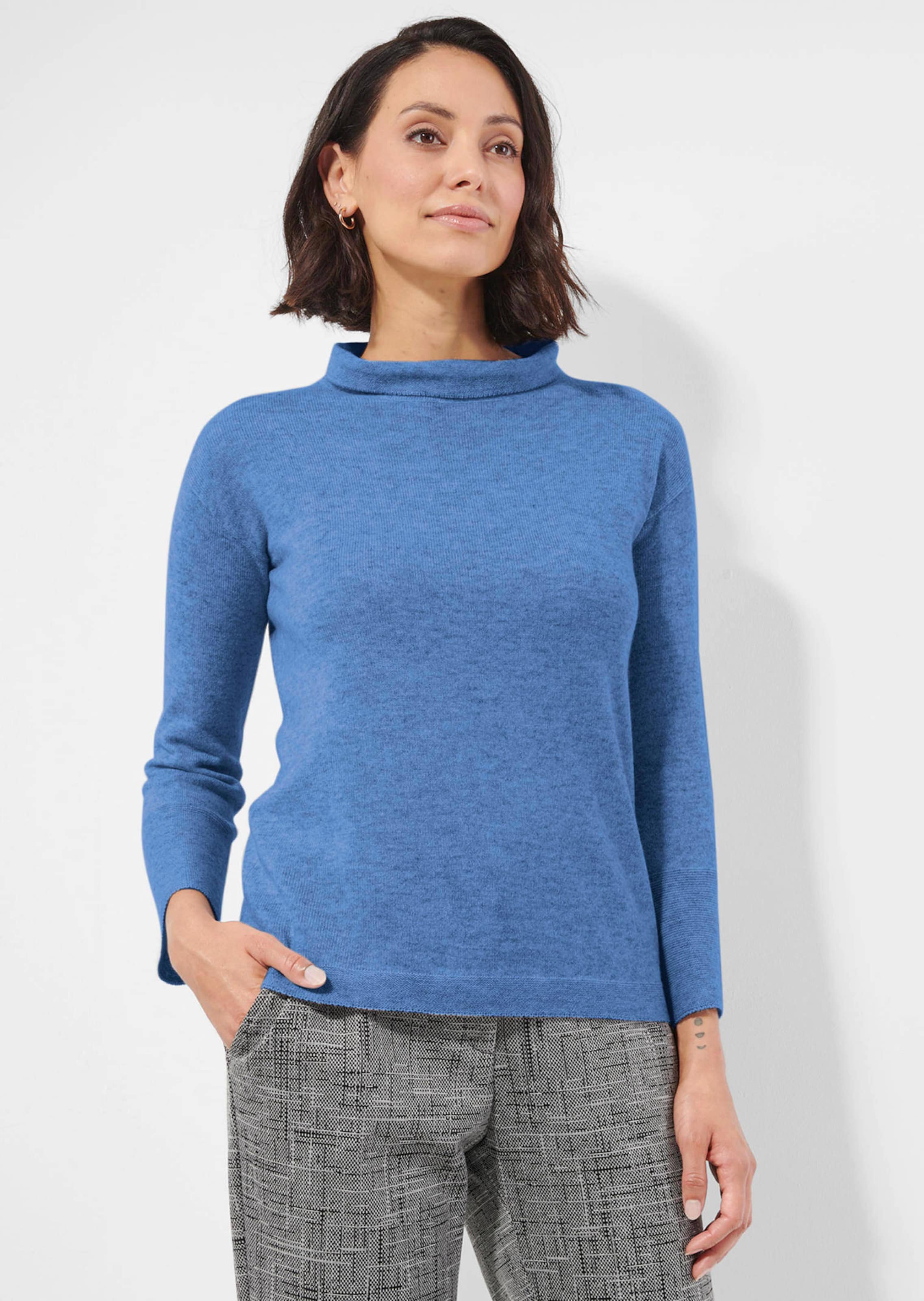Stehkragen Pullover Alba Moda Pullover Blau Pullover Mit