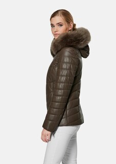 Leder-Steppjacke mit Lammfellbesatz thumbnail 4