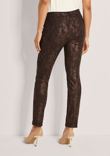 Schmale Hose mit zart glänzendem Animal-Print thumbnail 3