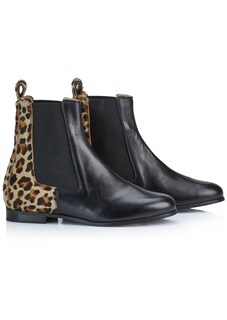 Leder-Boots mit bedrucktem Fellbesatz thumbnail 1