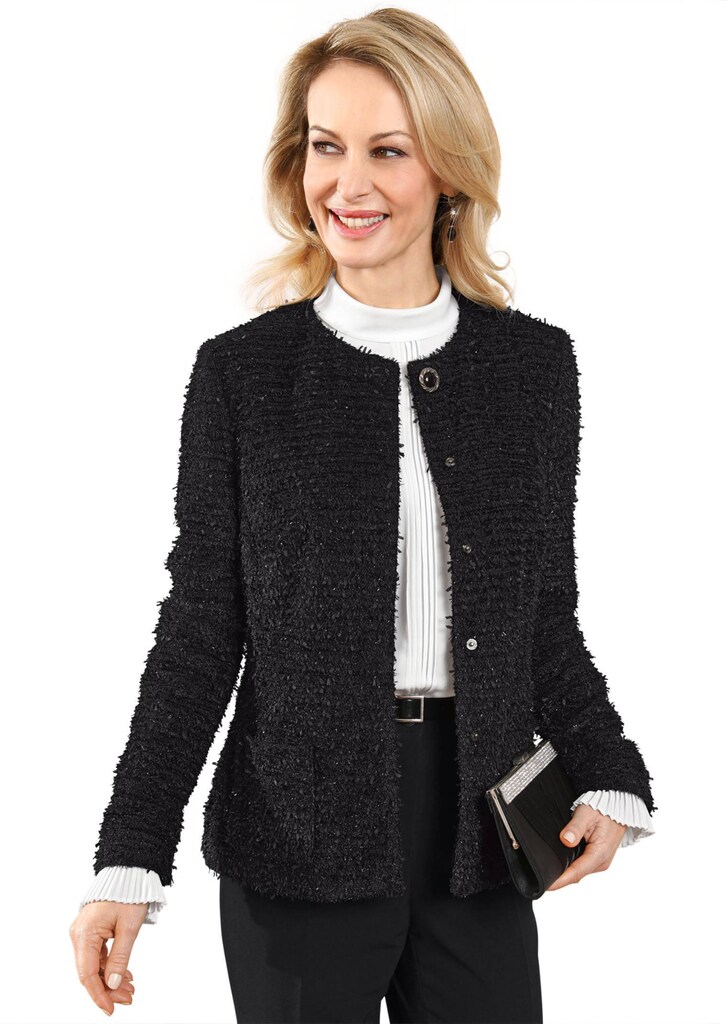 Luxuriöser Bouclé-Blazer mit feinen Glanzgarnen