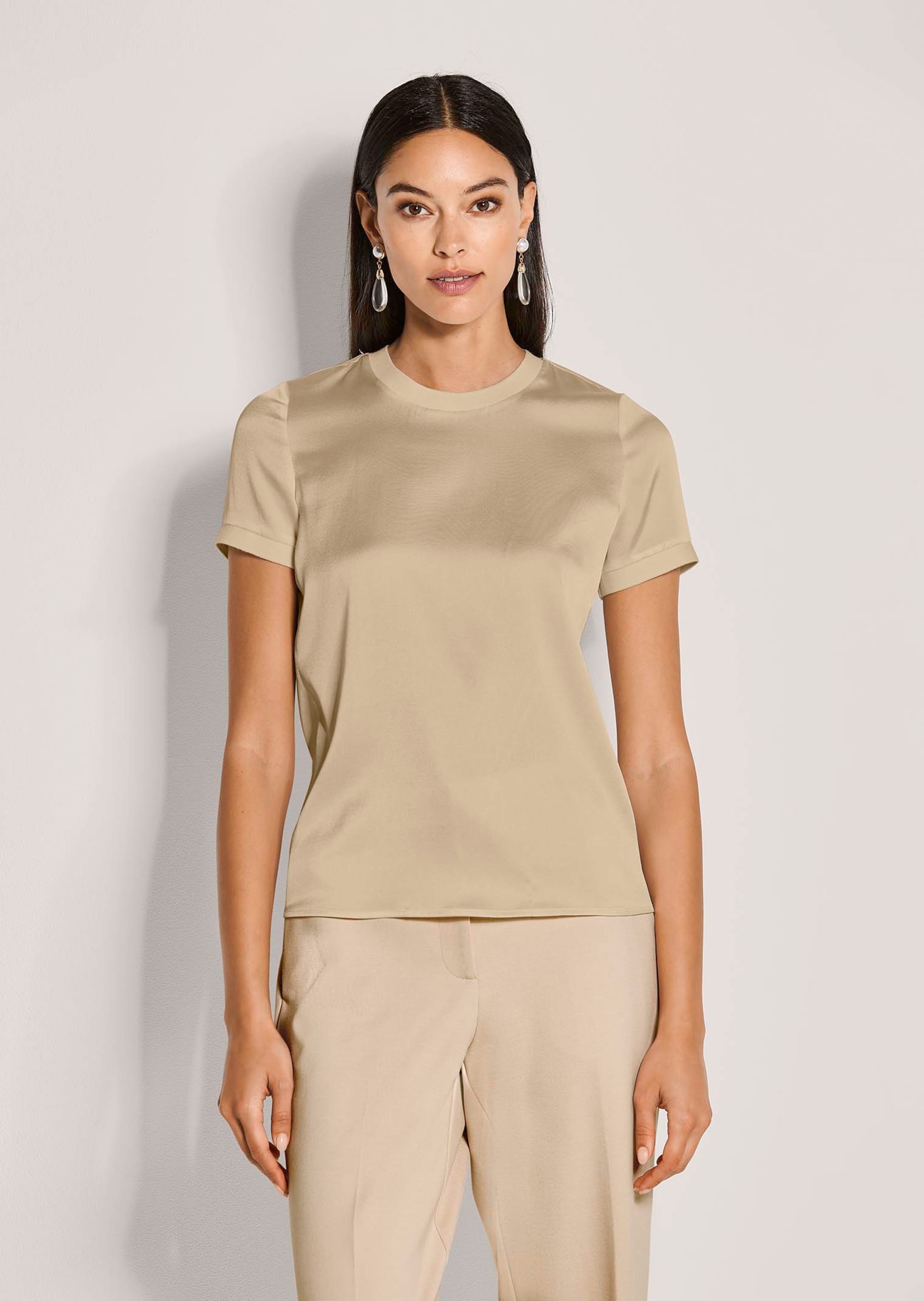 Blusenshirt aus Seide mit Rippenblenden