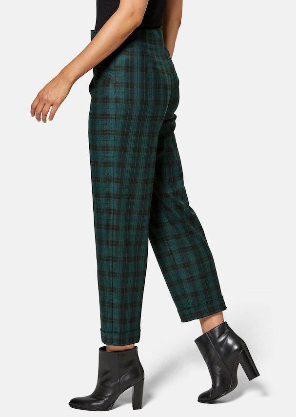 Straight checked trousers in high-waist style 3