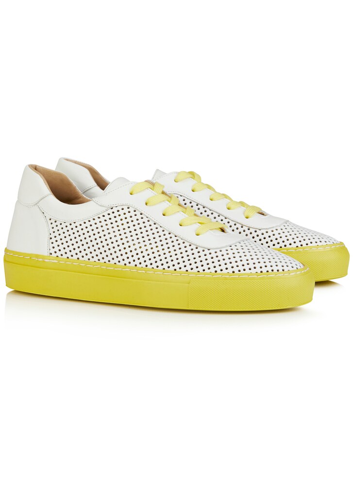 Leather sneaker with perforated pattern