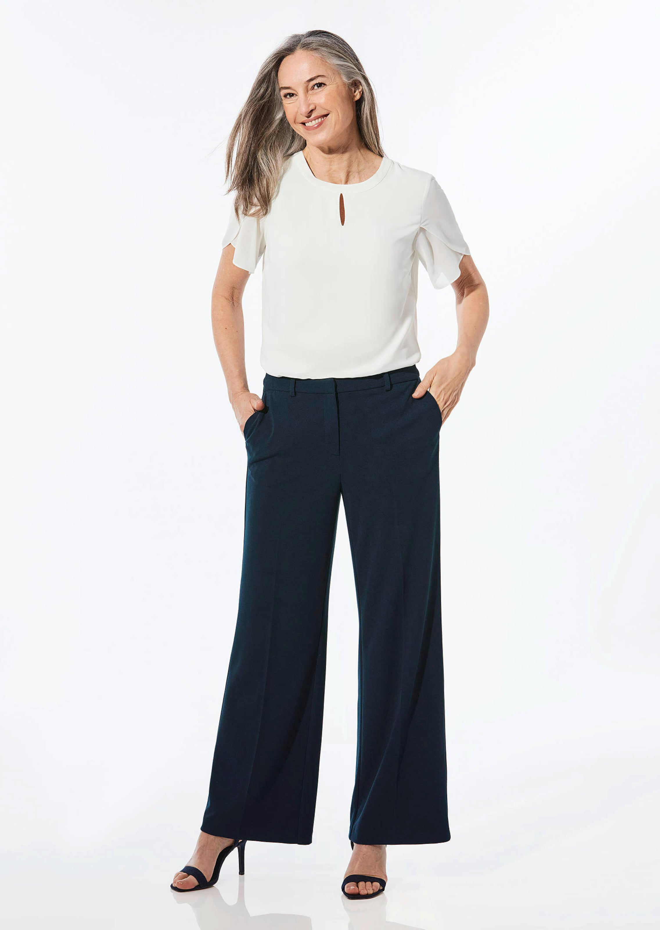 Pantalon classique à plis - marine - Gr. 28 de Goldner Fashion