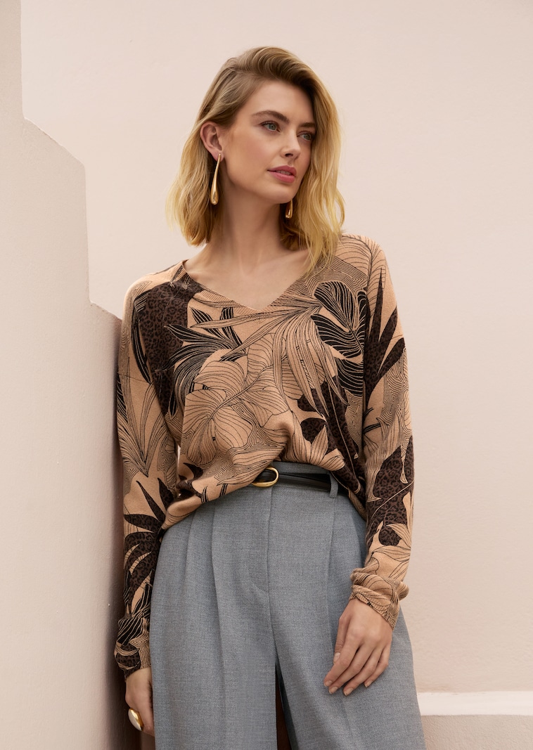 Kaschmir-Pullover mit Allover-Print