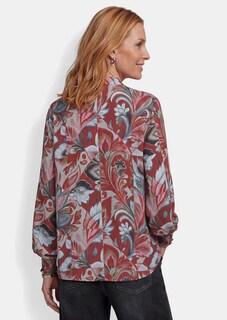 Blouse met overslag van glinsterend viscose-satijn thumbnail 3