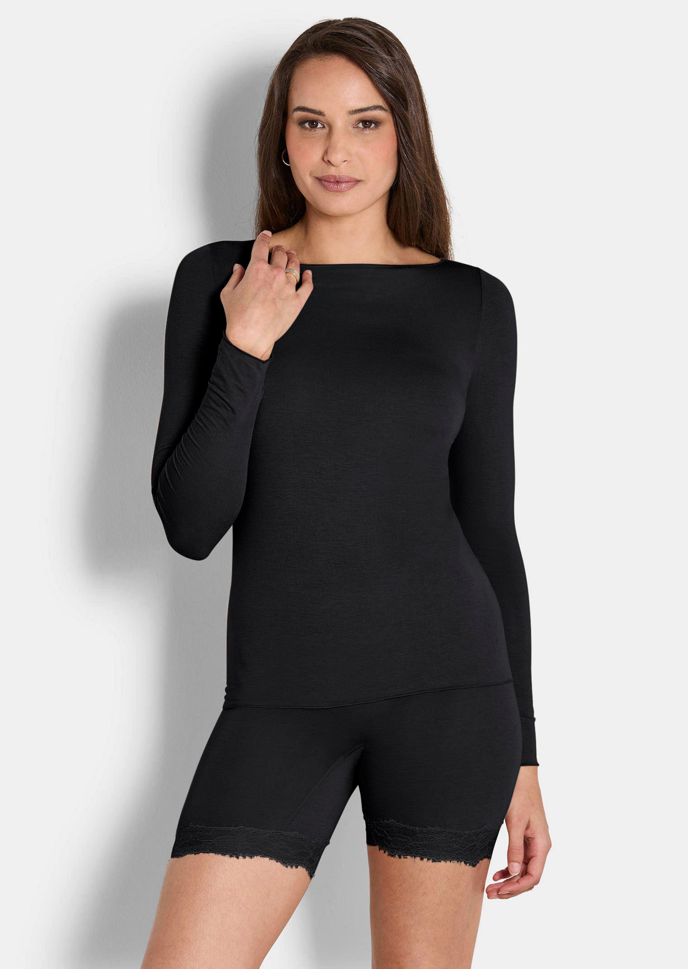 Shirt met lange mouwen en kasjmier