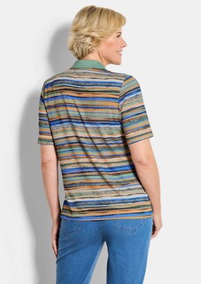 Geringeltes Poloshirt aus Viskose-Jersey thumbnail 3