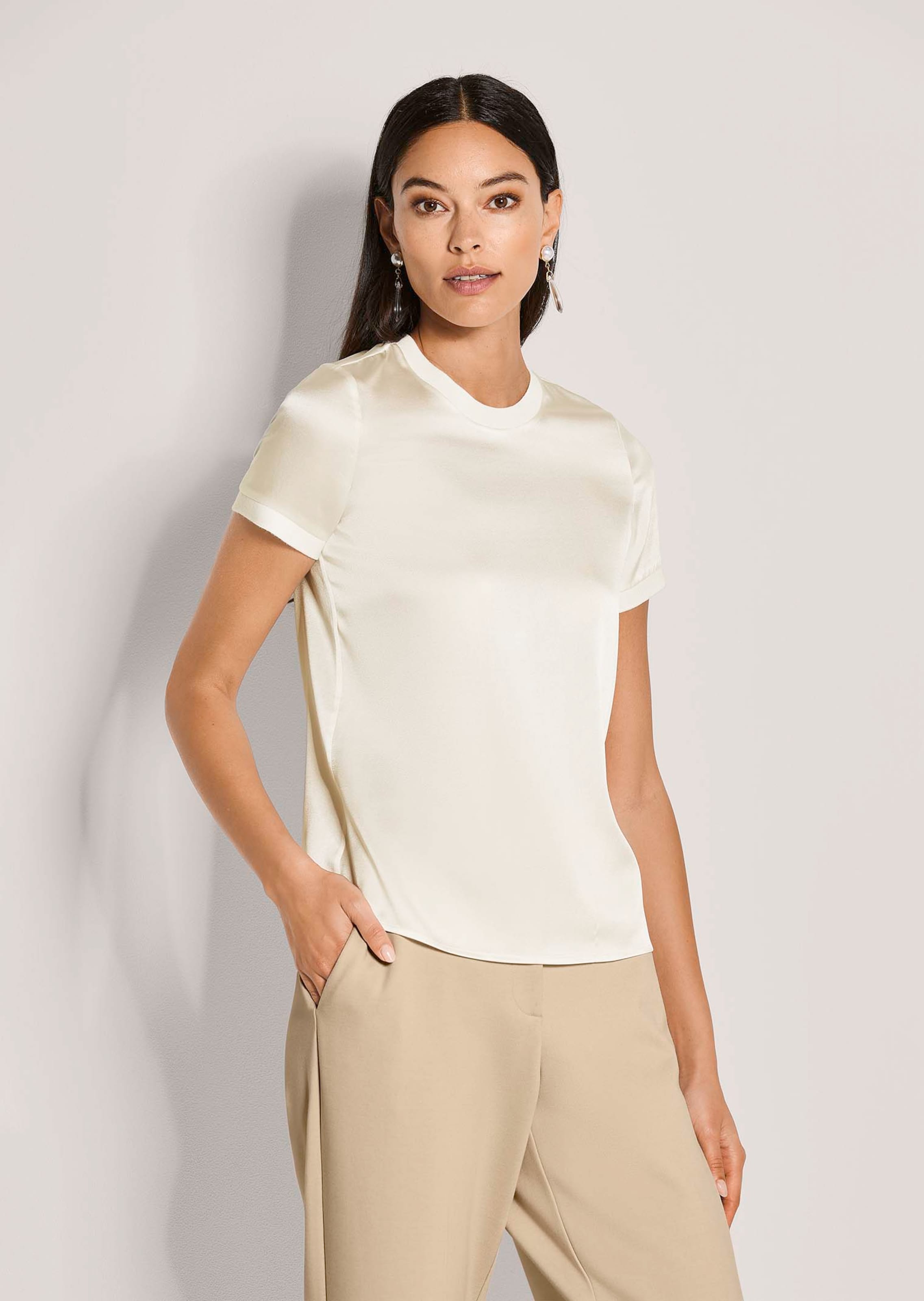 Zijden blouseshirt met geribde bies