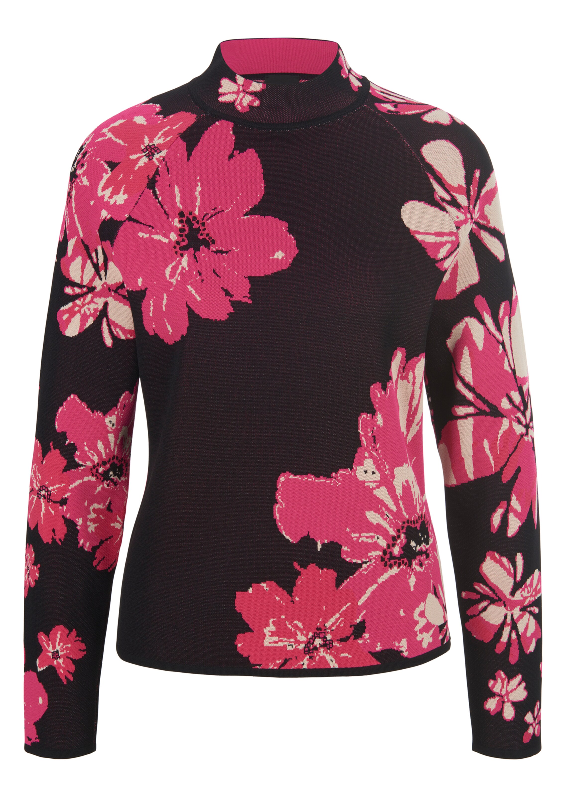 Pull maille jacquard motif fleuri