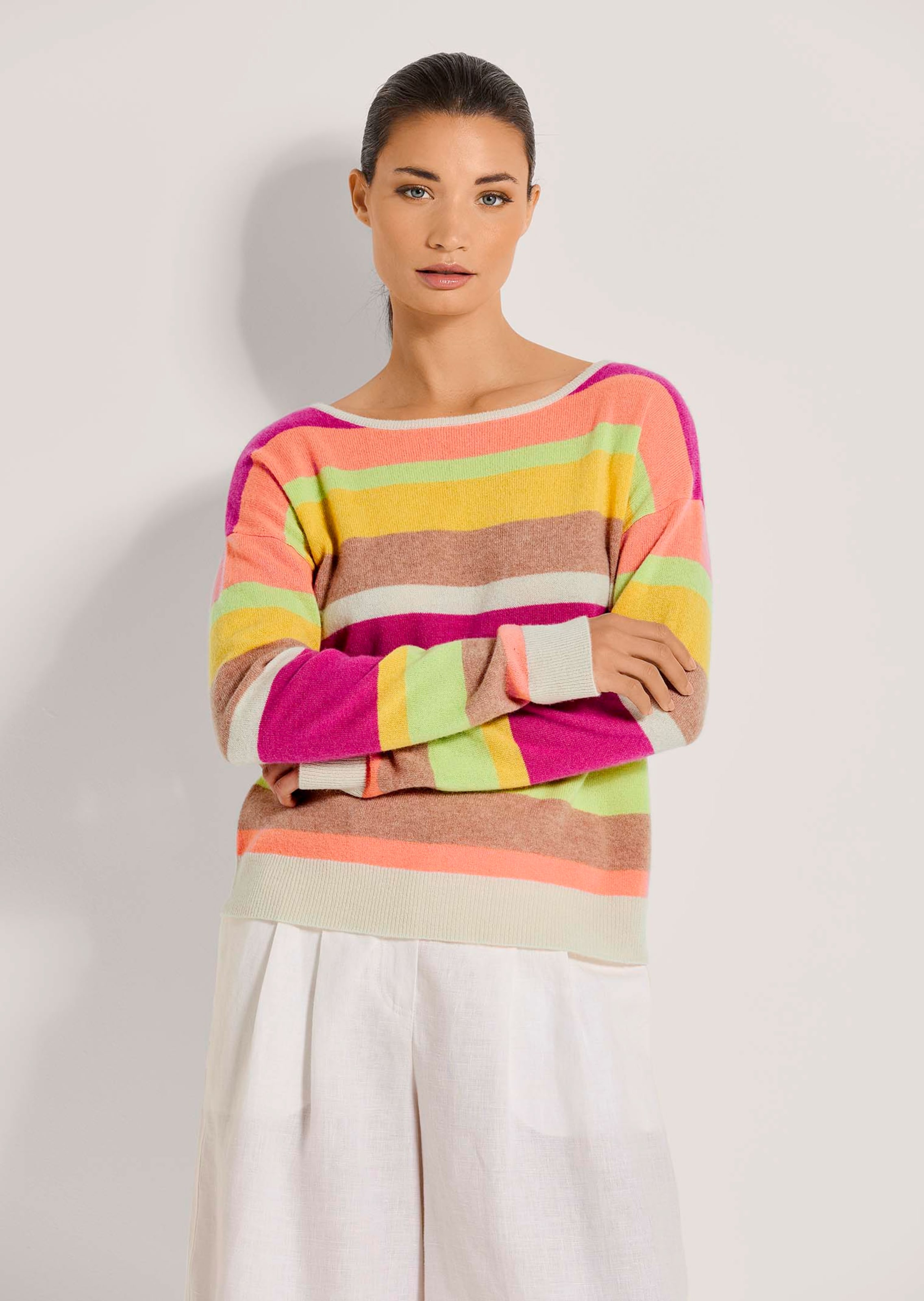 Kaschmir-Pullover mit Streifen