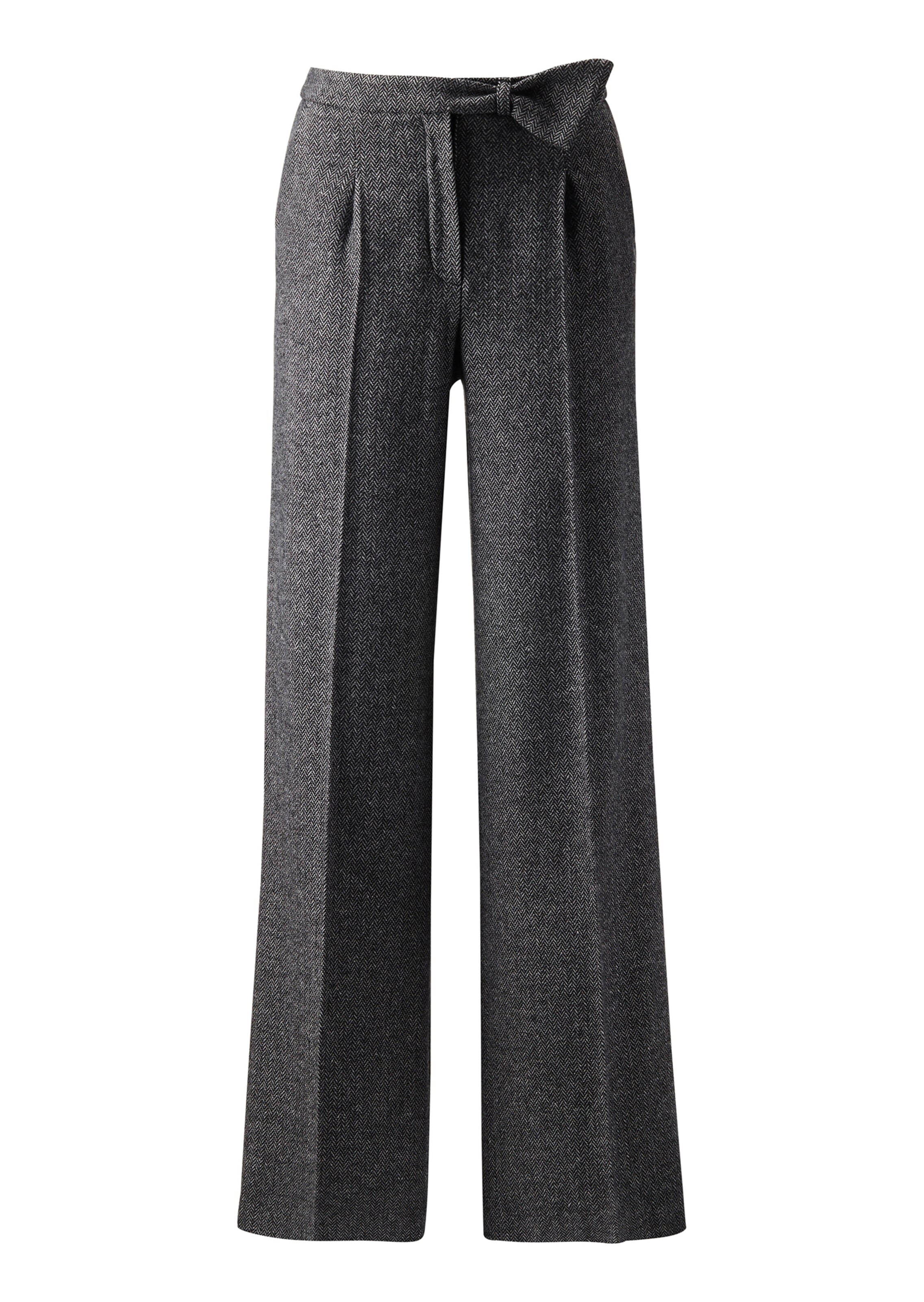 Weite Fischgrat-Hose mit Bundfalten