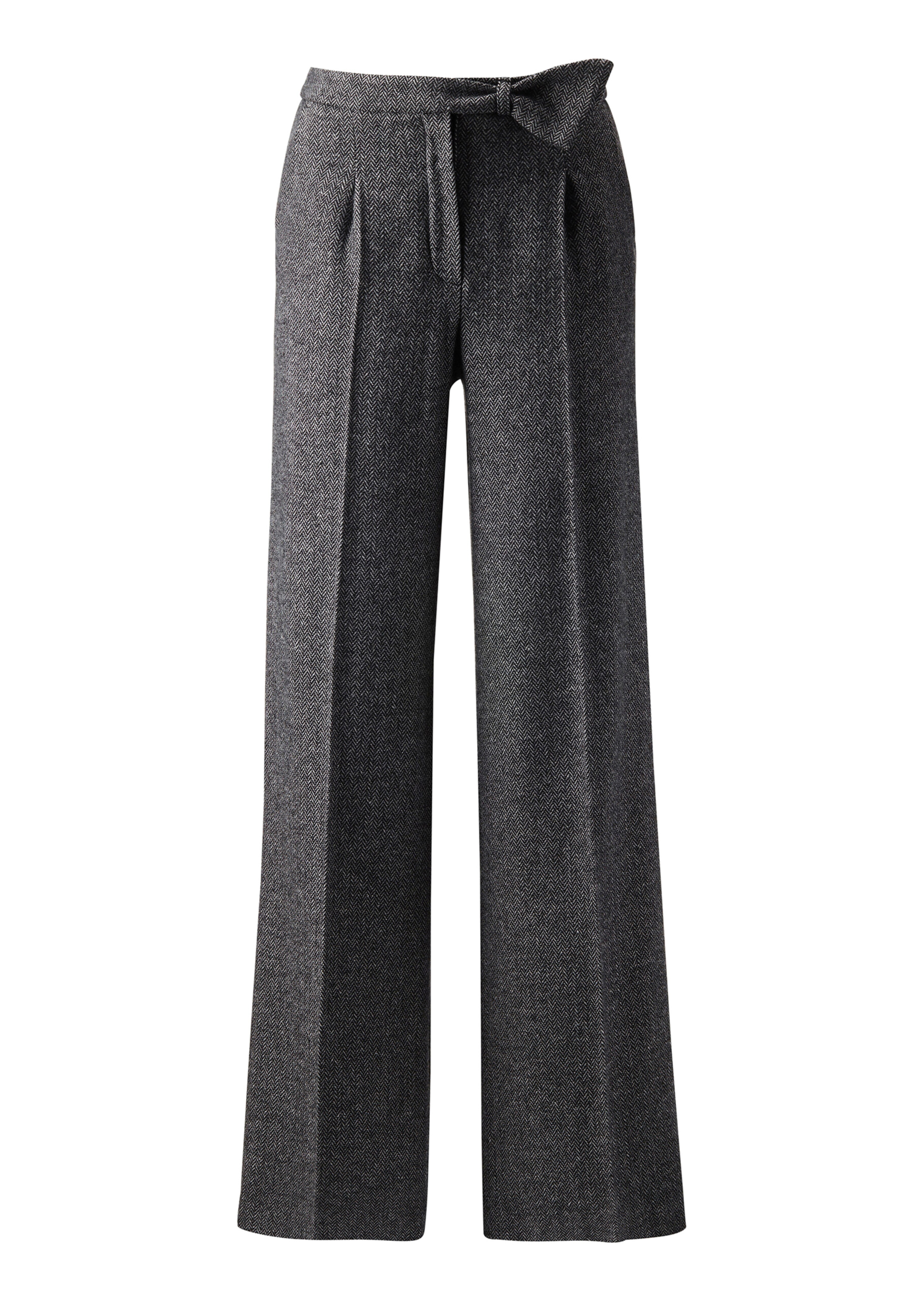 Weite Fischgrat-Hose mit Bundfalten