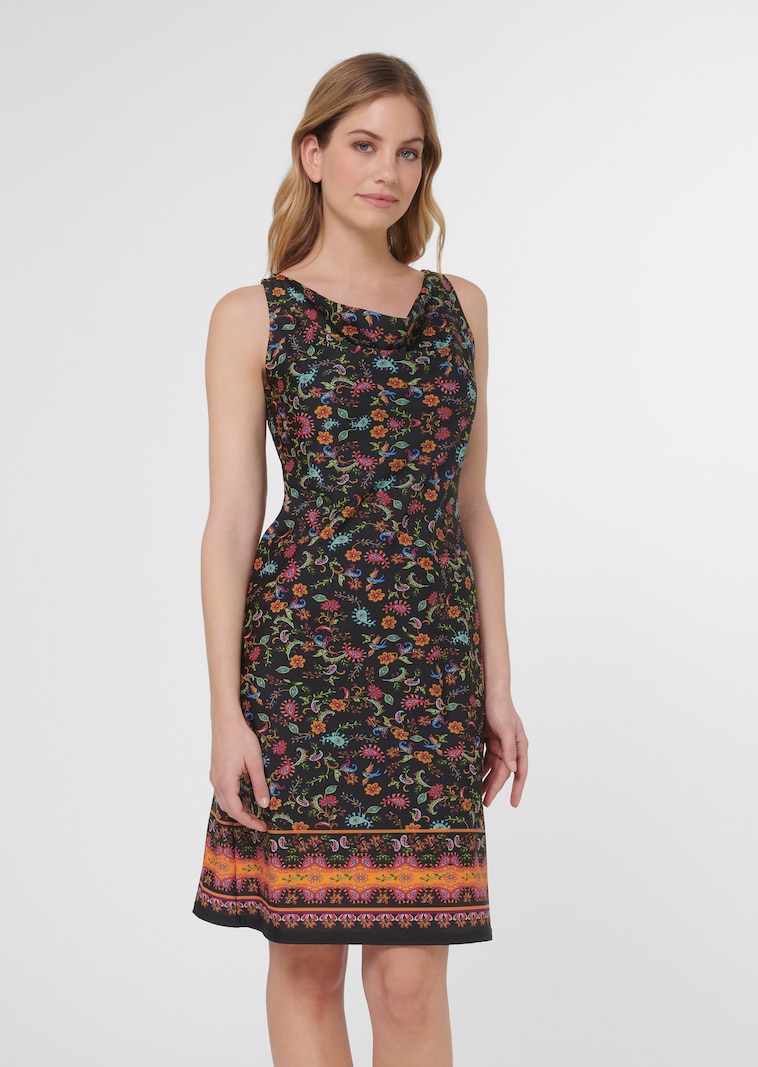 Printed dress with waterfall neckline