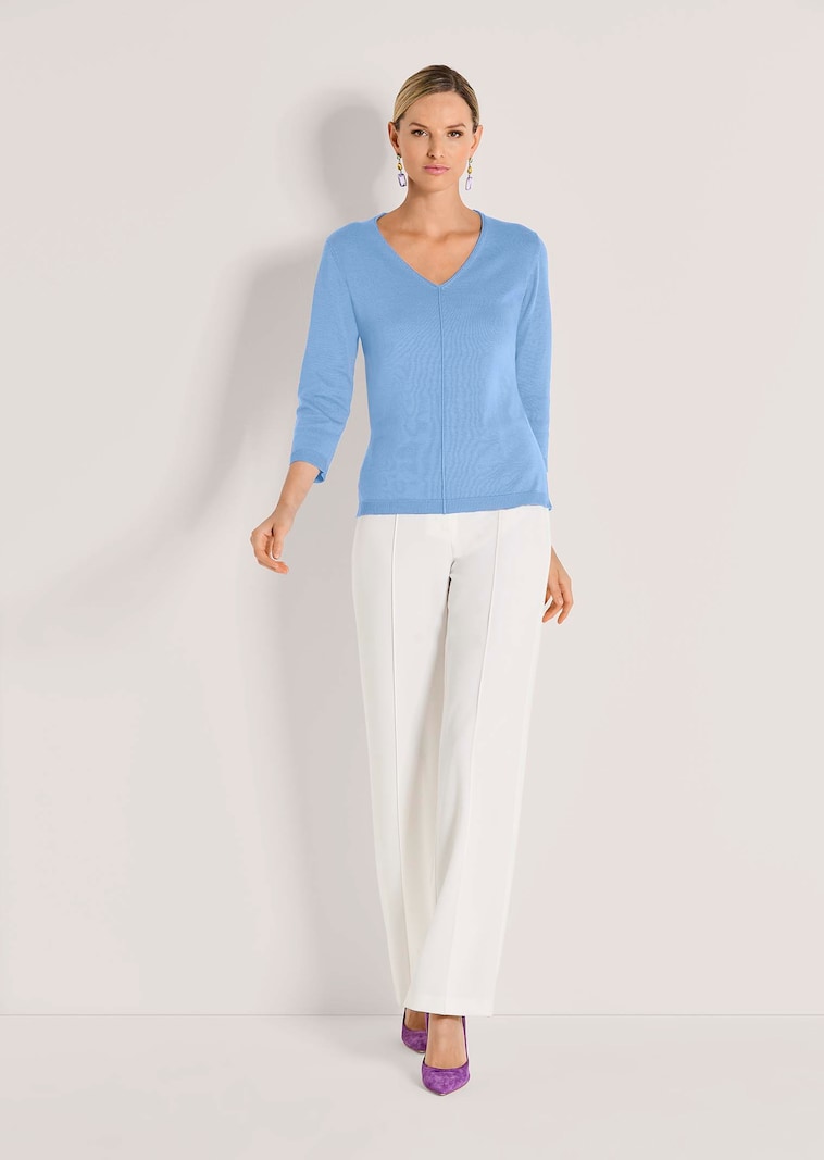 Baumwollpullover mit V-Ausschnitt