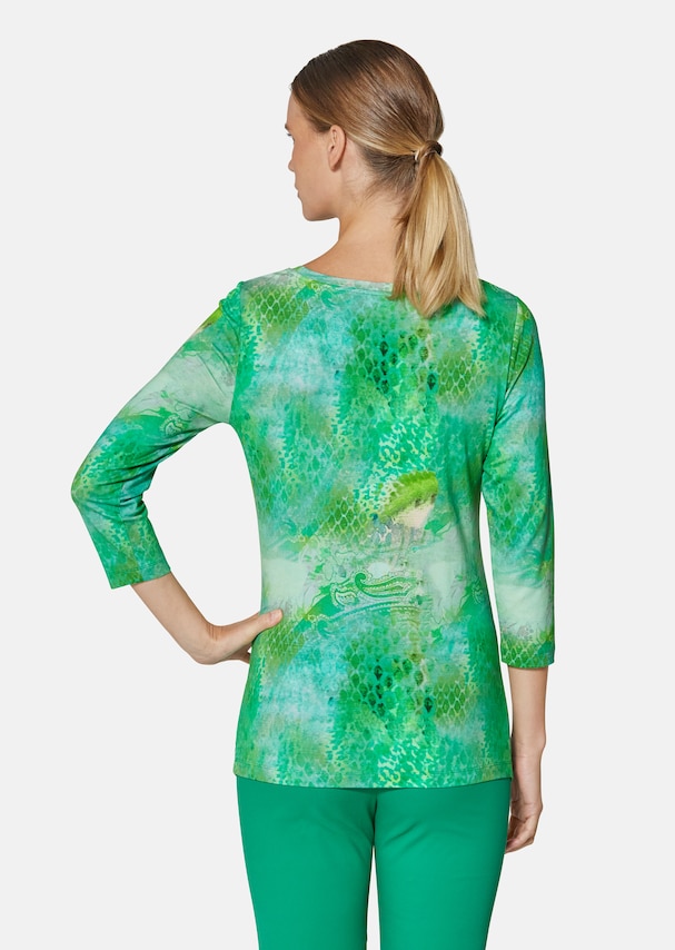 Jersey shirt with 3/4-length sleeves and unique print 2