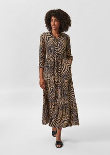 Hemdblusenkleid mit Animalprint und Stufenvolants thumbnail 2