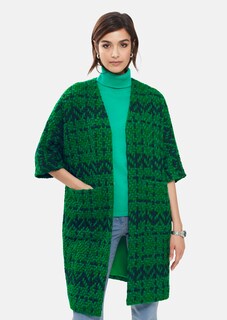 Longjacke aus grob strukturiertem Multicolor-Jacquard thumbnail 1