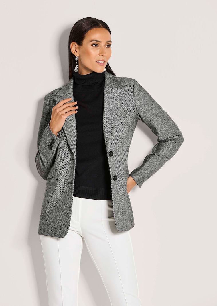 Blazer in Fischgrat-Struktur