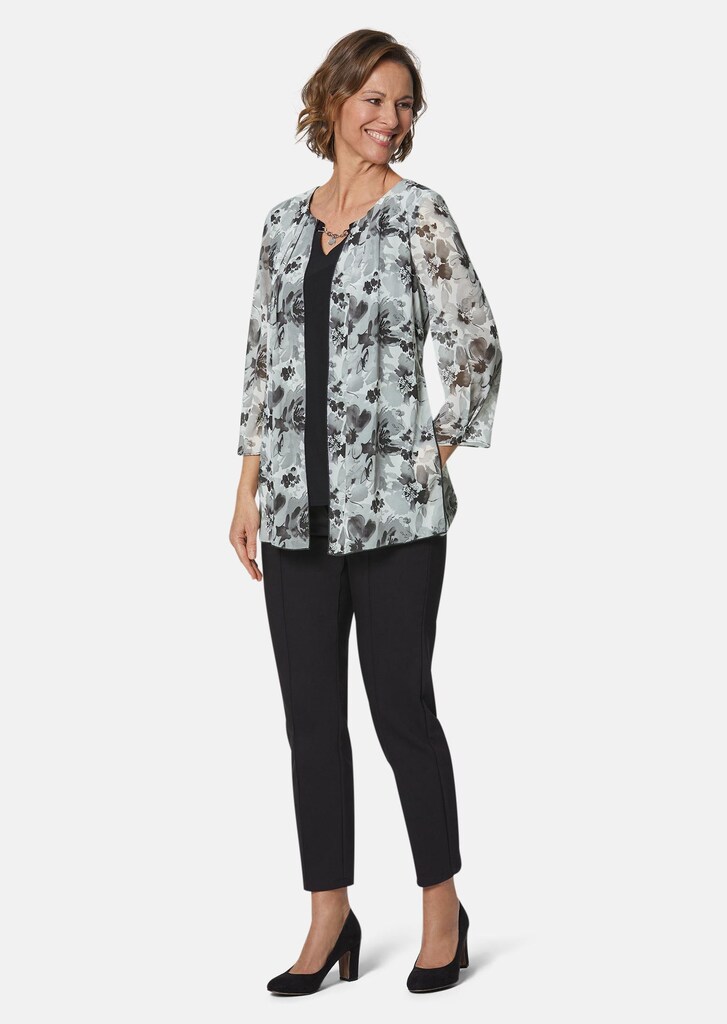 Edle Bluse mit bedrucktem Chiffonüberwurf