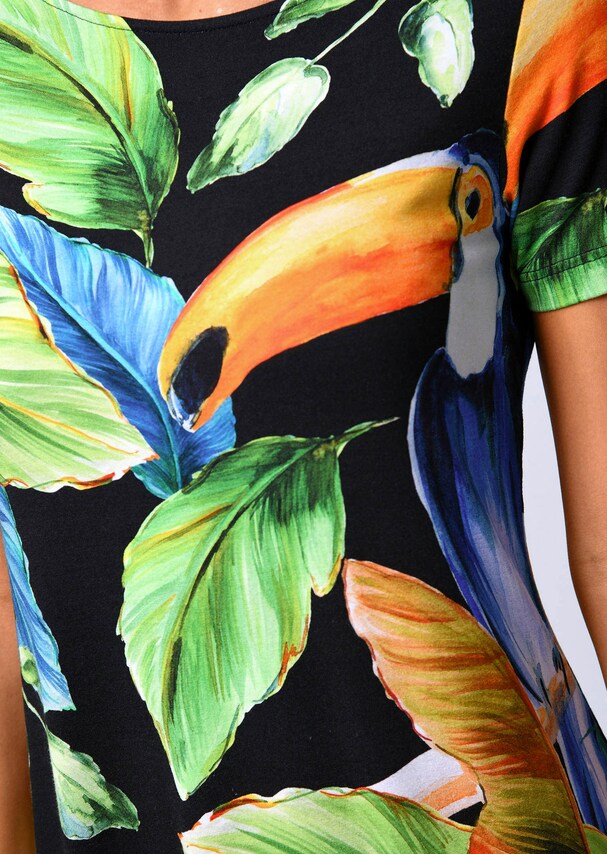Kleid mit buntem Papageien-Druck 6